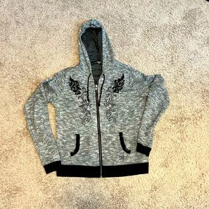 Miss Me Zip Up Hooded Sweatshirt
